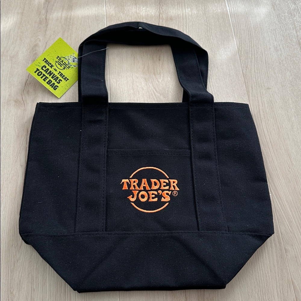 Trader Joe's Black Mini Canvas Tote Bag NWT